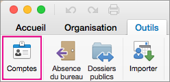 Sous l’onglet Outils, cliquez sur Comptes