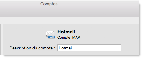 A description and type of an Outlook account are shown.