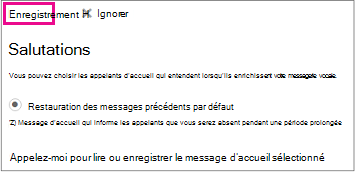 Boîte de dialogue d’accueil avec mise en évidence de bouton Enregistrer