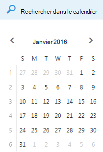 Zone de recherche de calendrier