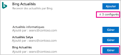 Bouton Gérer sur la page du connecteur