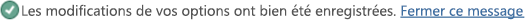 Texte du message indiquant que vos modifications ont été enregistrées.