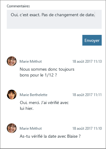 Ajout d’un nouveau commentaire à une tâche