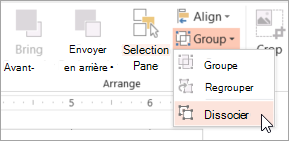 Sélection de Dissocier dans le menu Groupe