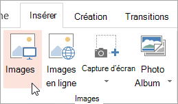 Bouton Images sous l’onglet Insertion