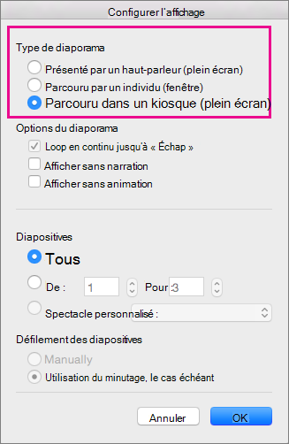 Afficher les options de type