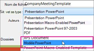 Enregistrer en tant que modèle PowerPoint
