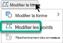 Le menu Modifier les points est disponible sous l’onglet Format de la forme lorsqu’une forme est sélectionnée dans PowerPoint.