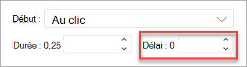 Champ Delay lors de l’application d’une animation dans PowerPoint sur le web.