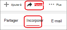 Cliquez sur Partager, puis sur Incorporer