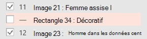 Une fois l’élément marqué comme décoratif, l’avertissement est supprimé.