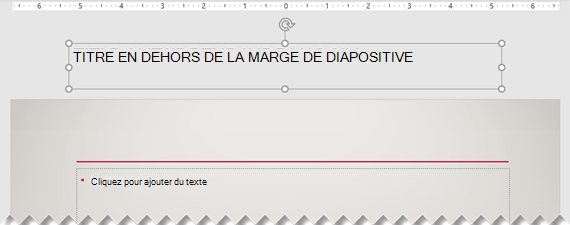 Titre de la diapositive placé en dehors de la marge de diapositive visible.