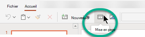 Bouton Disposition sous l’onglet Accueil dans PowerPoint sur le Web.