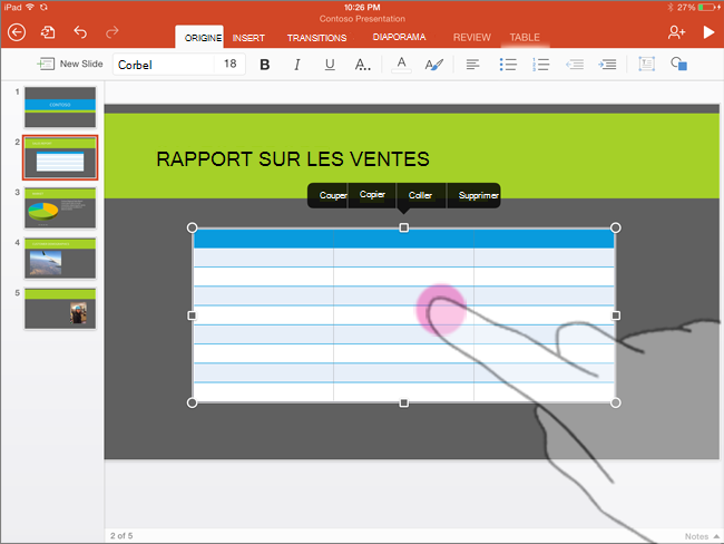 Sélectionner un tableau