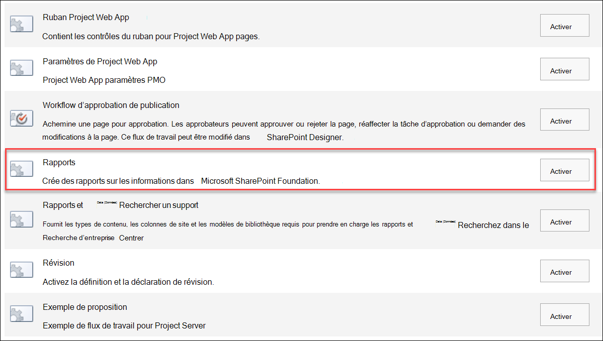 Capture d’écran de l’activation des rapports de journal