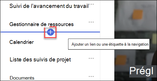 Capture d’écran de l’ajout d’un nouveau lien à la naviagation
