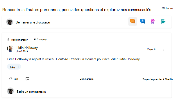 Image du composant WebPart Yammer sur le site du service