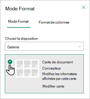 Vous pouvez utiliser le Designer carte de document pour modifier les informations affichées sur chaque carte.