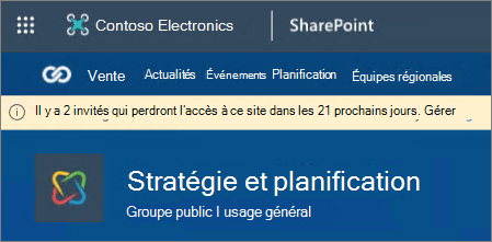 Capture d’écran de la bannière montrant l’expiration prochaine de l’invité