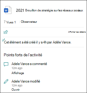 Mises en évidence de l’activité de carte de fichiers