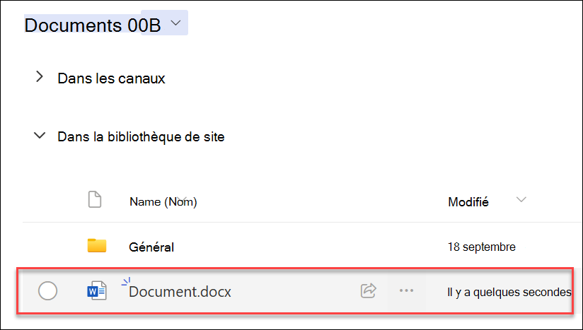 Capture d’écran du fichier nouvellement créé