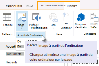 Option Insérer une image à partir de l’ordinateur