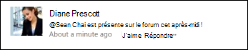 Billet de flux d’actualités comportant une mention