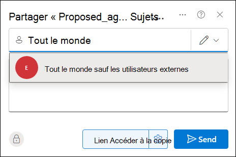 Partager un document avec tout le monde à l’aide de la boîte de dialogue Partager