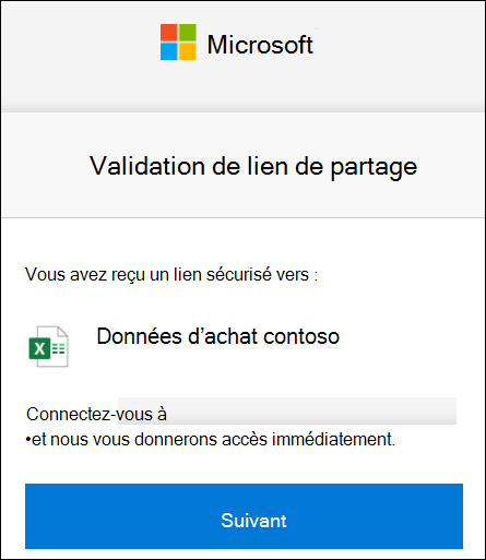 Vérification du lien de partage externe OneDrive pour se connecter.