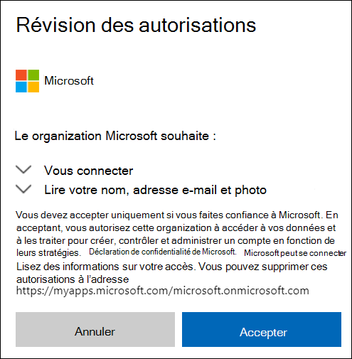 Fenêtre d’autorisation de partage externe OneDrive.
