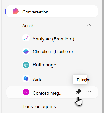 capture d’écran de l’épinglage d’un agent