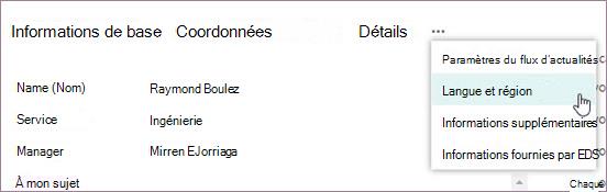Sélectionner les paramètres de langue
