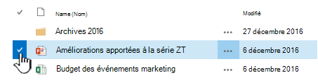 Sélectionnez un fichier en cliquant sur la marque case activée à gauche du nom