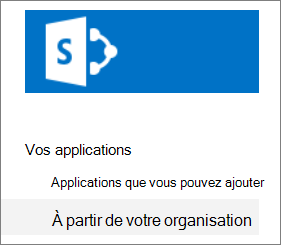 Barre de lancement rapide avec à partir de votre organization mis en évidence