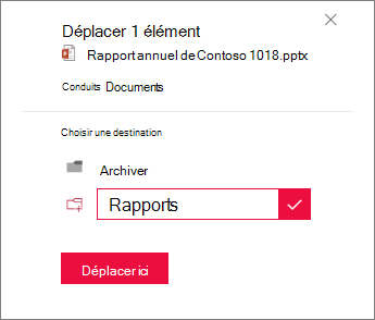Créer un dossier vers lequel déplacer