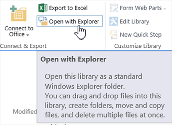 SharePoint 2016 Ouvrir avec Explorer dans Internet Explorer 11