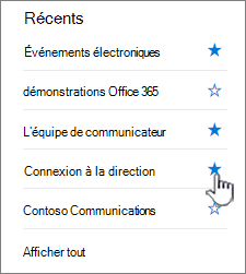 Cliquez sur l’étoile d’un site dans la barre de navigation de gauche