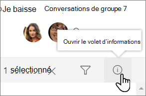 Capture d’écran du volet d’informations de liste