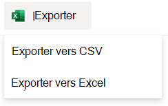 Options d’exportation pour une liste SharePoint.