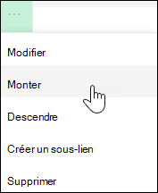 Déplacer un lien vers le haut ou vers le bas dans le menu de gauche
