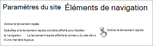 Décochez le menu Lancement rapide