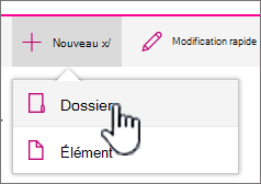 + Nouveau menu déroulant avec dossier mis en surbrillance