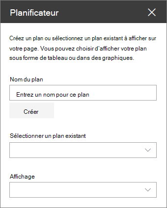 Boîte à outils du composant WebPart Planificateur