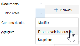 Promouvoir un sous-lien en lien principal