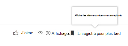 cliquer pour afficher le panneau des éléments récemment enregistrés