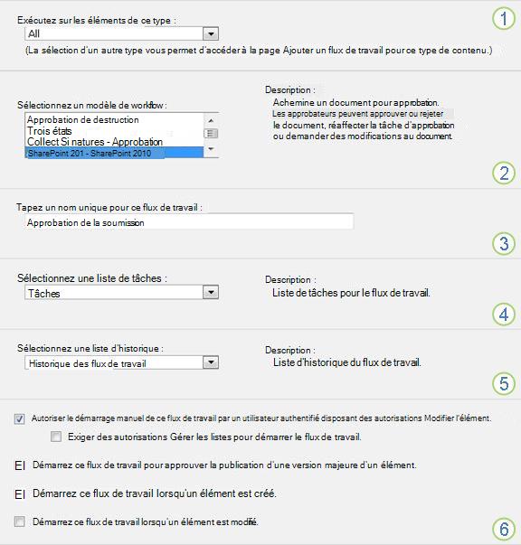 Informations fondamentales sur l’ajout d’un flux de travail avec les sections numérotées