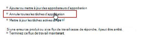 Lien Annuler toutes les tâches