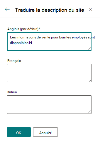 Traduire la description du site