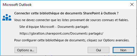 Connexion à une bibliothèque de documents SharePoint