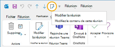 Bouton Modifier la barre d’outils Accès rapide dans Outlook